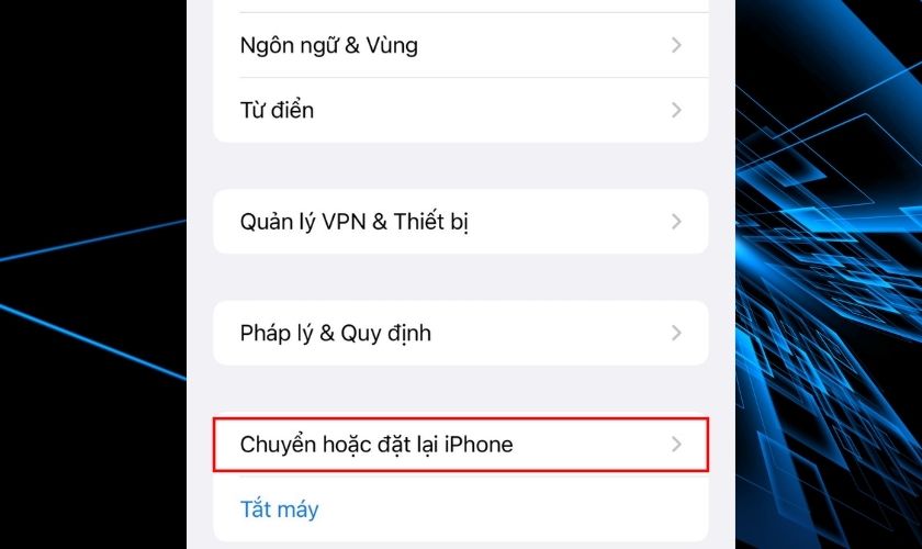 Chọn chuyển hoặc đặt lại iPhone/iPad