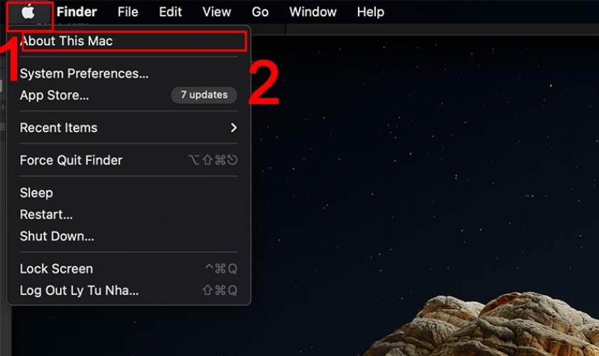 Bạn tiếp tục chọn vào mục About This Mac
