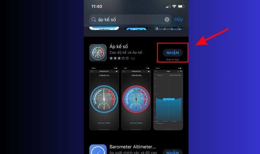 Tải và cài đặt ứng dụng Áp kế số trên ứng dụng Appstore