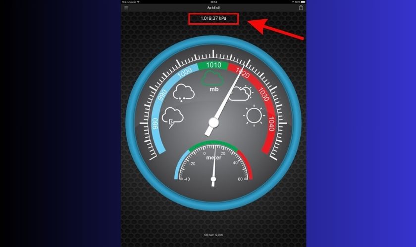 Sử dụng app Áp kế số để test áp suất iPhone
