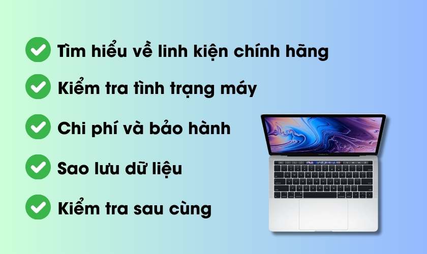 Lưu ý khi thay màn hình MacBook Pro 2018 13 inch 4 TBT3 chính hãng