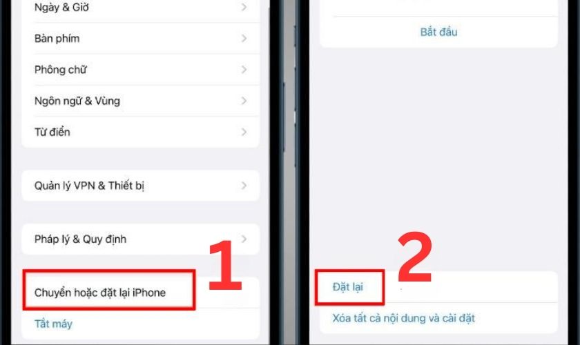 Chọn Chuyển hoặc đặt lại iPhone