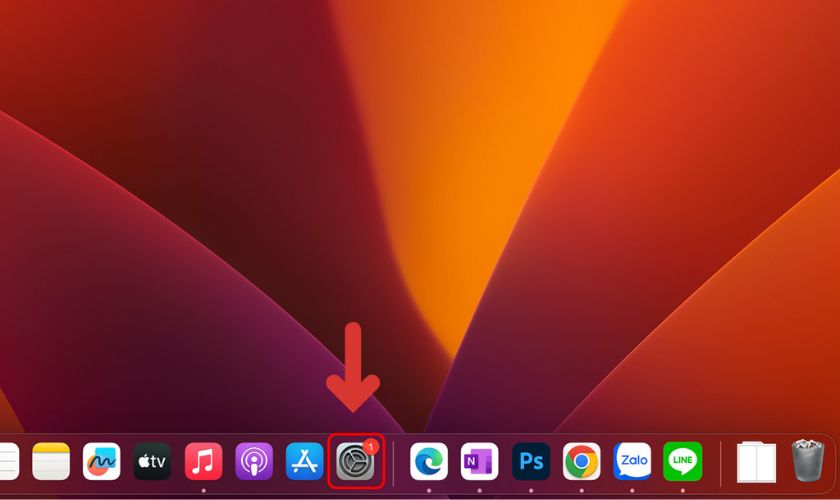 Click chọn vào Cài đặt từ taskbar