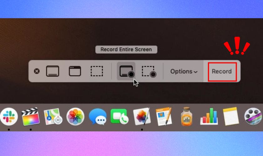 Cách quay toàn màn hình MacBook có tiếng với Screenshot Toolbar