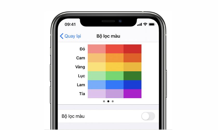 Thiết lập bộ lọc màu