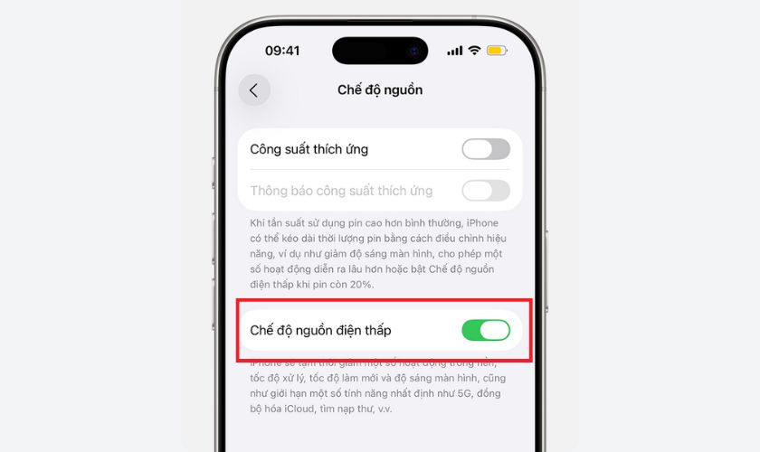 Bật Low Power Mode