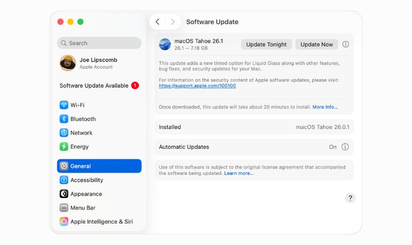 Cập nhật phần mềm mới cho MacBook
