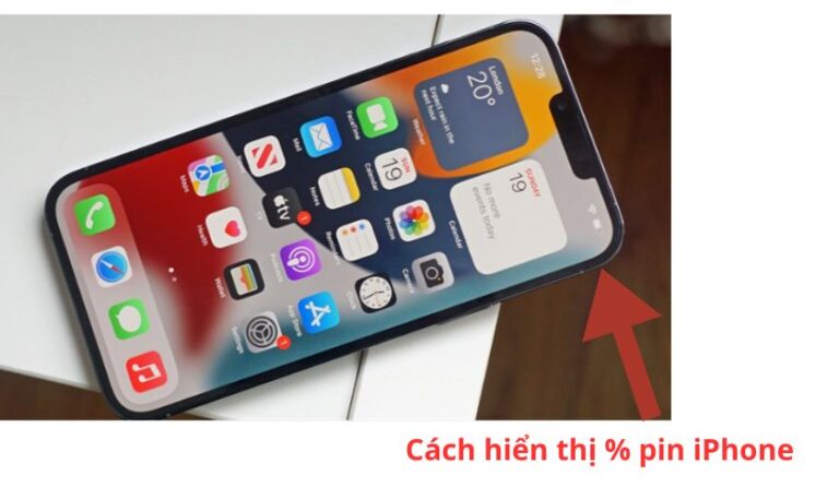 hiện phần trăm pin iphone