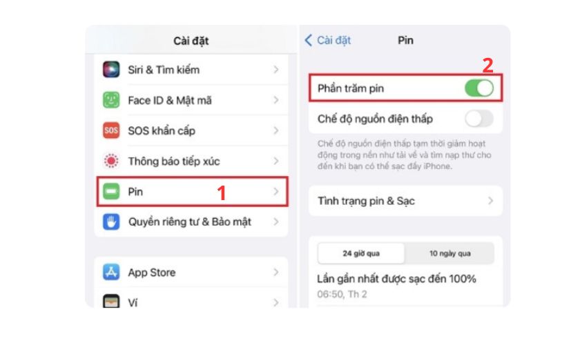Cách hiển thị phần trăm pin trên c
