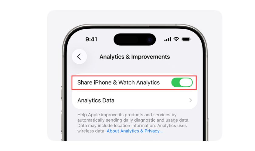 cách kiểm tra pin iphone qua tính năng Analytics
