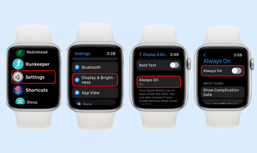 Tắt tính năng màn hình luôn bật