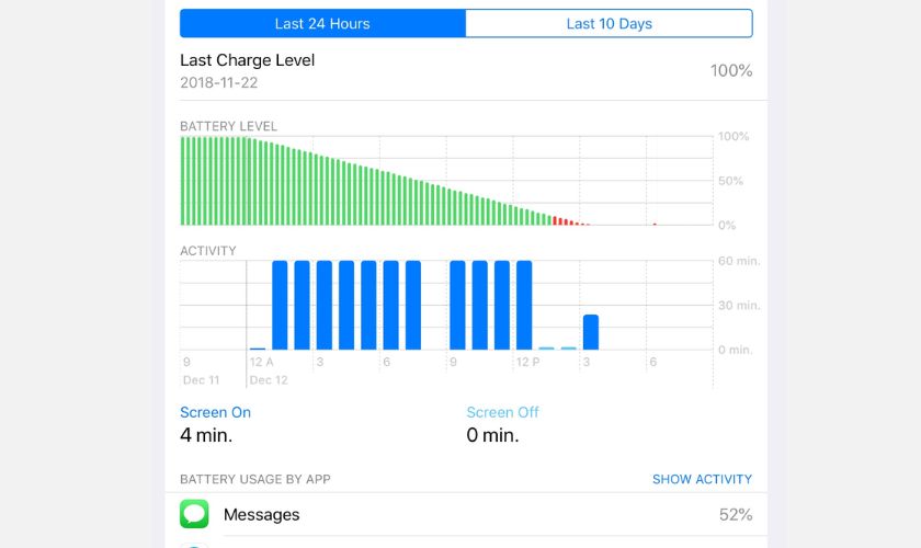 Kiểm tra pin trực tiếp trên iPad