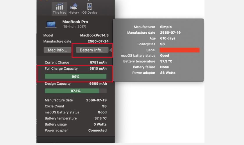 Kiểm tra pin bằng ứng dụng CoconutBattery