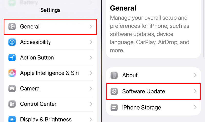 Cập nhật hệ điều hành khắc phục iPhone tự tắt nguồn rồi mở lại liên tục