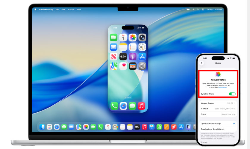 Đồng bộ ảnh từ iPhone, iPad để tải về MacBook