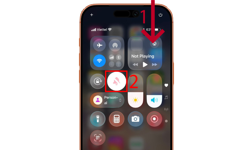 Bật tắt chế độ im lặng qua Trung tâm điều khiển