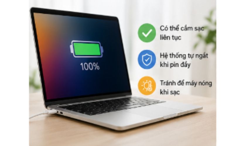 có nên cắm sạc macbook liên tục