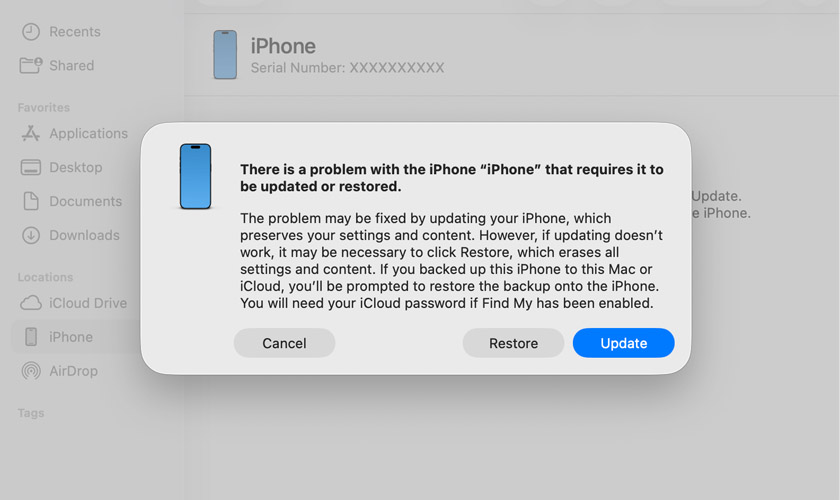Cập nhật iOS bằng Recovery/DFU