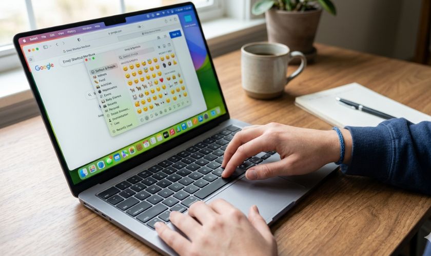 Mở Emoji bằng biểu tượng trên thanh Menu