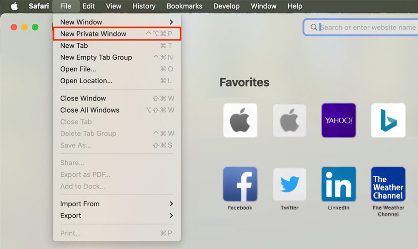 Mở tab ẩn danh từ menu Safari
