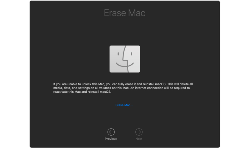 Xóa MacBook (Erase Mac) khi không thể mở khóa