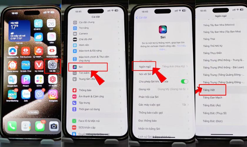 Cách cài đặt ngôn ngữ tiếng Việt cho Siri trên iPhone 17