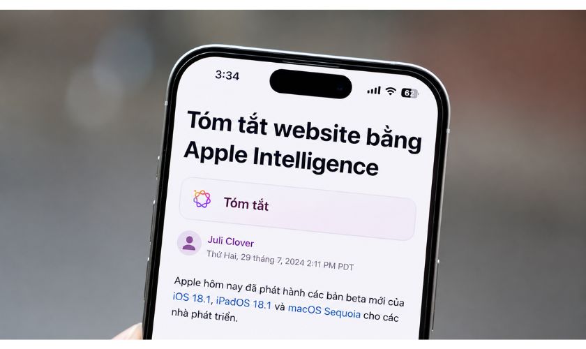 Tóm tắt website bằng Apple Intelligence