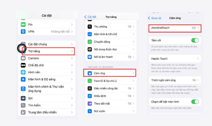 Bật AssistiveTouch trong Cài đặt