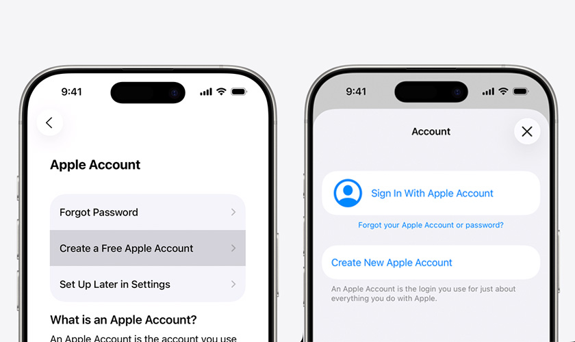 Thiết lập ngôn ngữ, vùng và Apple ID
