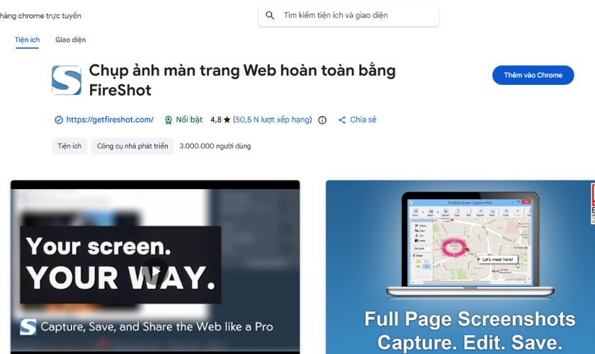 Sử dụng tiện ích mở rộng FireShot Screenshot Extension