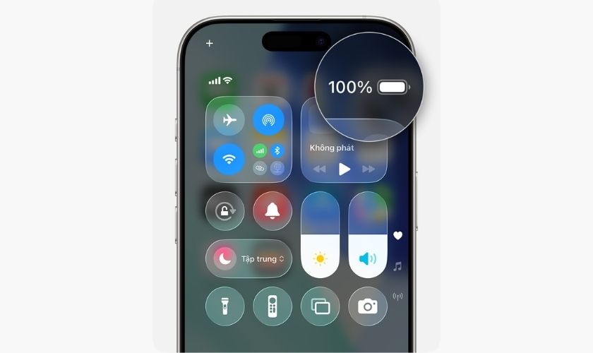 Xem phần trăm pin trong Trung tâm điều khiển