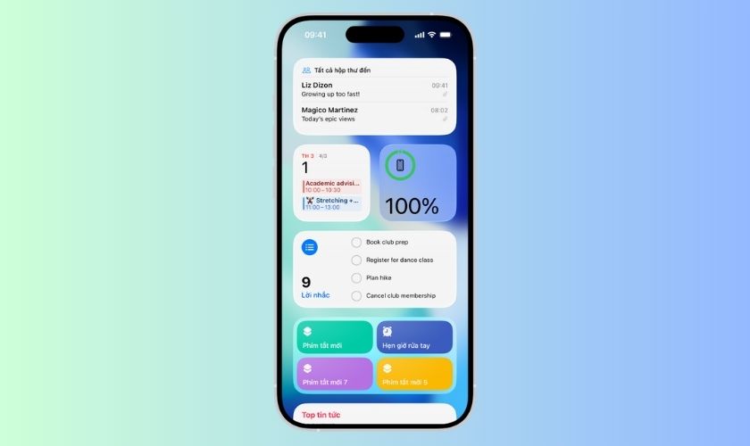 Sử dụng Widget pin trên màn hình chính