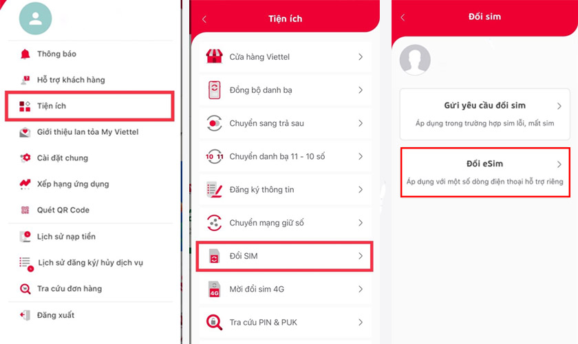 Cài eSIM qua ứng dụng của nhà mạng cung cấp SIM
