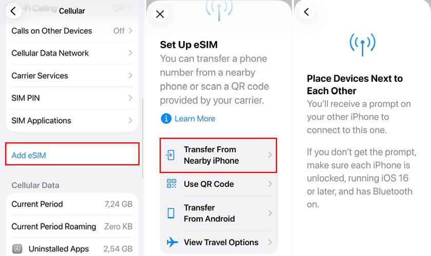 Chuyển eSIM từ iPhone cũ