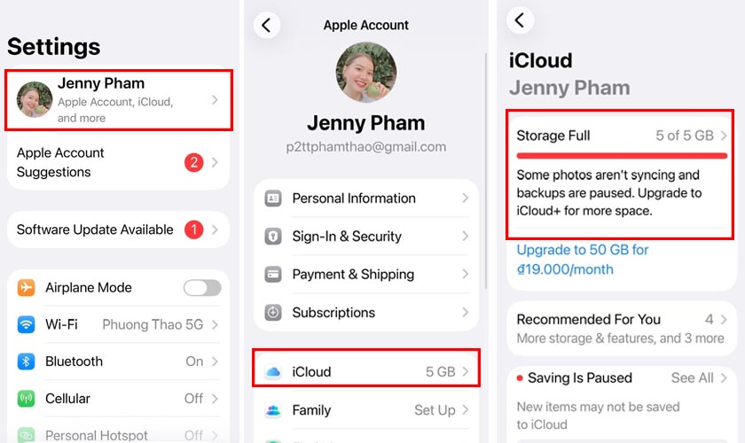 Kiểm tra dung lượng iCloud