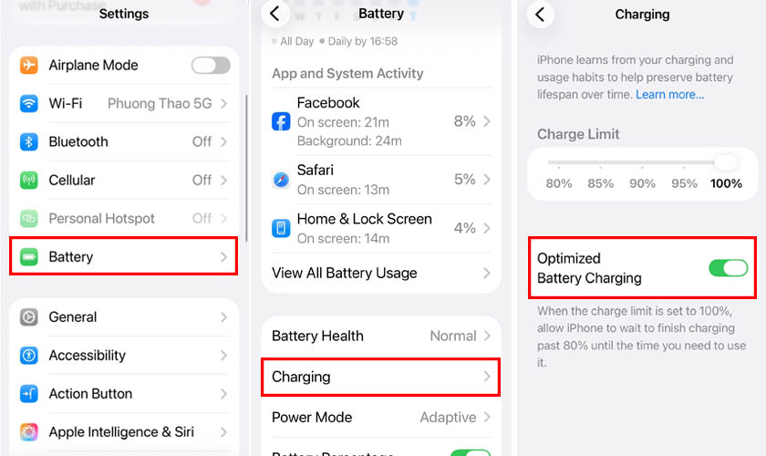 Tính năng sạc thông minh (Optimized Battery Charging)
