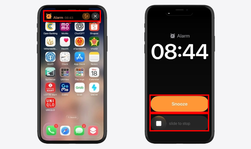 Nhấn nút Tắt (Stop) trên màn hình iPhone