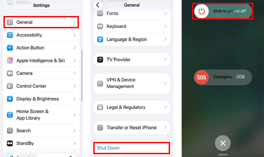 Tắt nguồn iPhone 17 trong Cài đặt