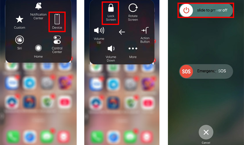 Cách tắt nguồn iPhone 17 bằng AssistiveTouch