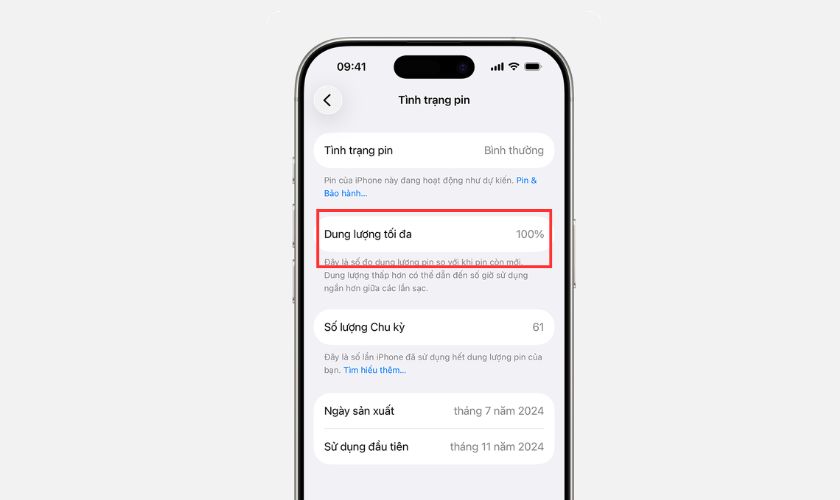 Kiểm tra tình trạng pin và lịch sử linh kiện thay thế