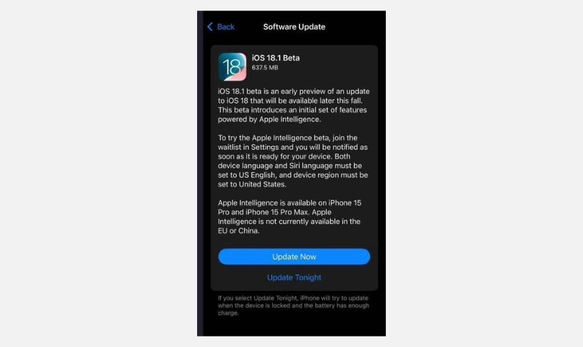 Cách bật Apple Intelligence iOS 18.1