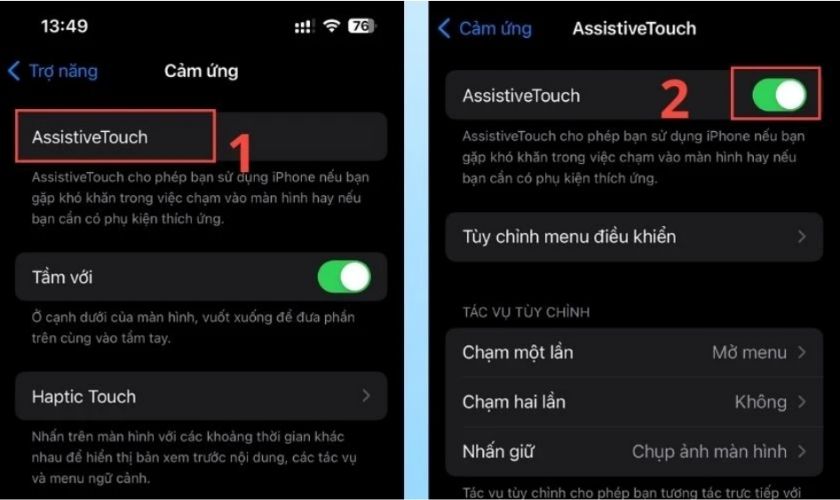 Tắt nguồn bằng AssistiveTouch khi không bấm được nút