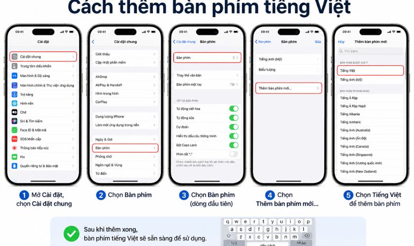 Cách kiểm tra và bật bàn phím tiếng Việt trên iPhone 17