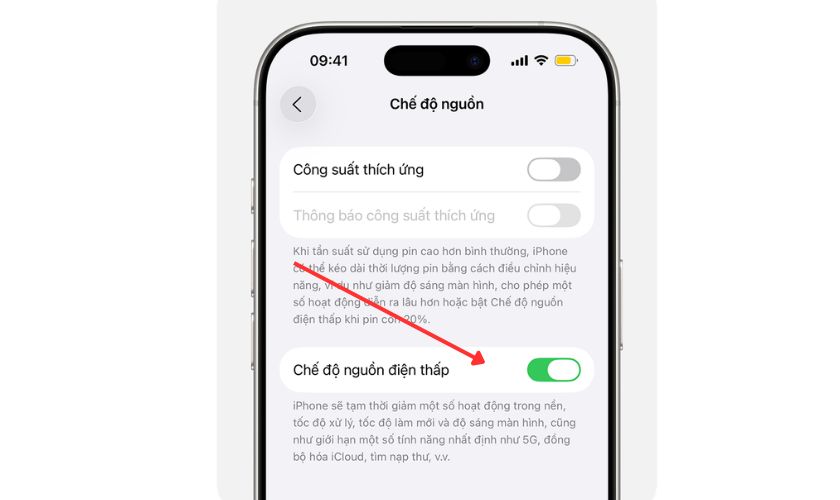 Bật chế độ nguồn điện thấp