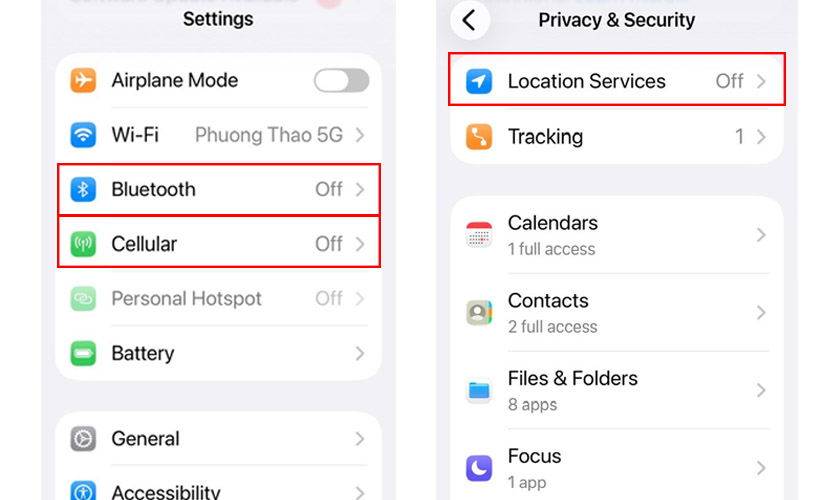 Tắt 5G và các kết nối không sử dụng