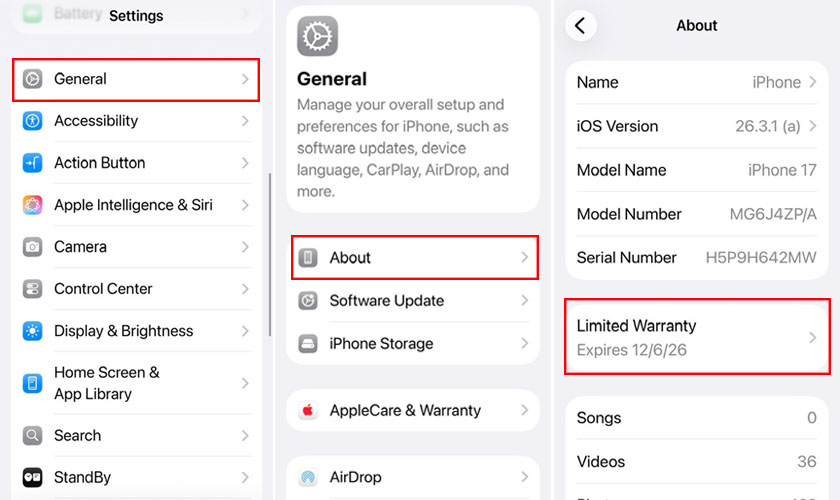 Cách kiểm tra bảo hành iPhone