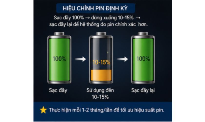Hiệu chỉnh pin sau khi pin đã nhận sạc trở lại