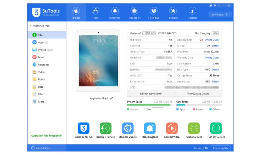 Cách kiểm tra độ chai pin iPad bằng 3uTools