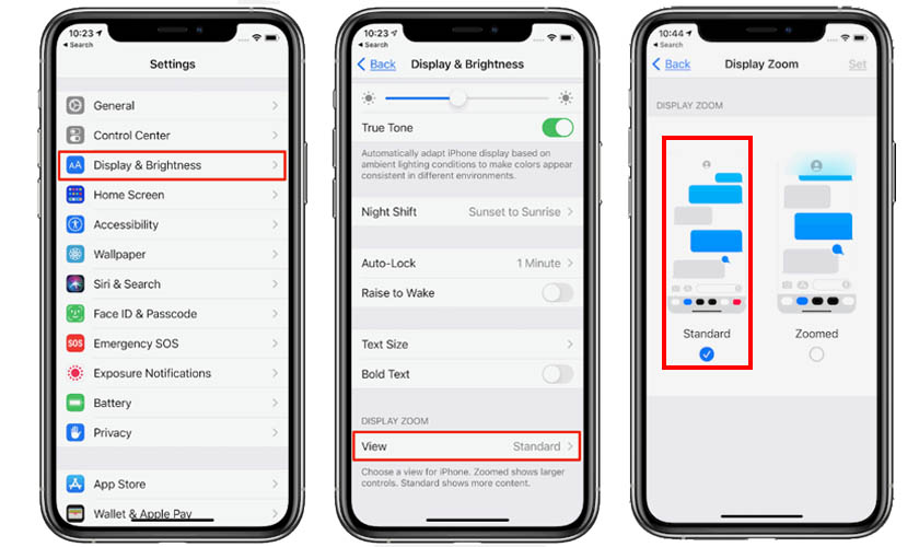 Chuyển Thu phóng màn hình về chế độ Tiêu chuẩn trên iPhone 11