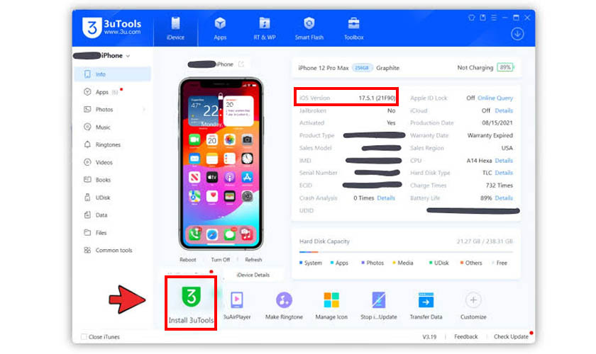 Cách xem iOS trên iPhone bằng công cụ 3uTools